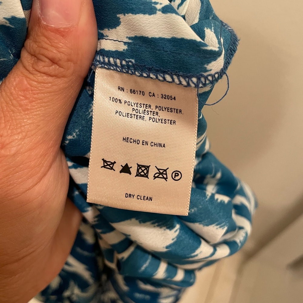 Maeve Anthropologie Ikat Print Shirt Dress Medium Blue White Belted - Picture 10 of 10